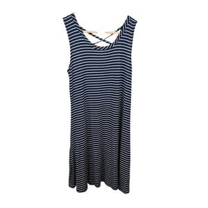 NWT Olivia Rae‎ Navy Striped Sleeveless Stretch Tank Dress Strappy Back Size Med